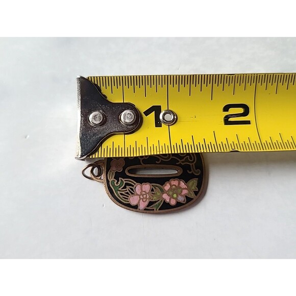 Cloisonne Floral Letter O Shaped Pendant Vintage - Picture 8 of 10